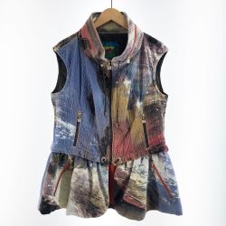 〇〇 ITALIYA イタリヤ レディース ジップアップベスト サイズ11 マーブル色 Aランク