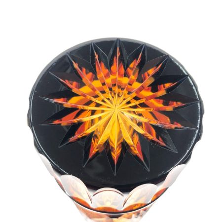   黒木国昭作 銘花器 綾切子 花器 花瓶 ブルー