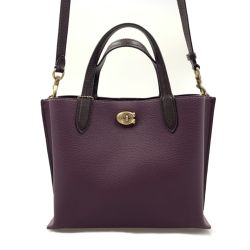〇〇 COACH コーチ ウィロウ トート 24 カラーブロック 2WAY トートバッグ  C8561 パープル Bランク