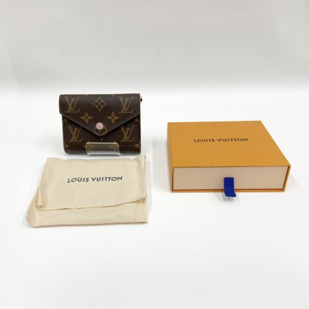  LOUIS VUITTON ルイヴィトン モノグラム ポルトフォイユ ヴィクトリーヌ 三つ折り短財布  M62360 ブラウン×ピンク イニシャル入り