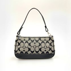 〇〇 COACH コーチ シグネチャー ハンドバッグ 6094 ブラック x グレー Bランク