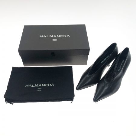  HALMANERA 靴 パンプス サイズ36 ブラック Vカットポインテッドピンヒールパンプス