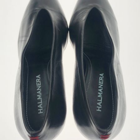  HALMANERA 靴 パンプス サイズ36 ブラック Vカットポインテッドピンヒールパンプス