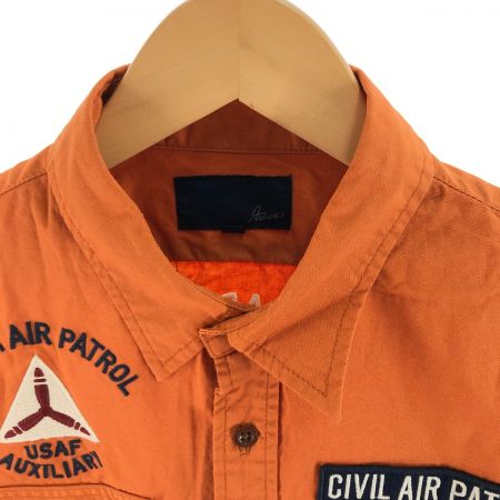  AVIREX アビレックス メンズ 半袖シャツ サイズM オレンジ×ネイビー