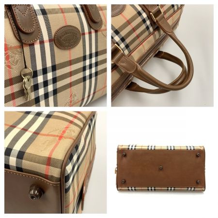  Burberrys バーバリーズ ノバチャック シャドーホース ボストンバッグ ベージュ x ブラウン
