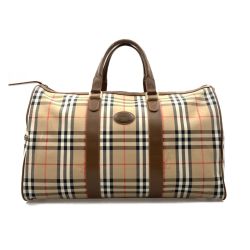 〇〇 Burberrys バーバリーズ ノバチェック シャドーホース ボストンバッグ ベージュ x ブラウン Cランク