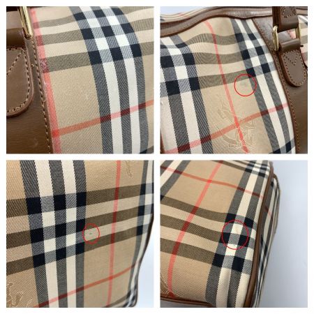  Burberrys バーバリーズ ノバチェック シャドーホース ボストンバッグ ベージュ x ブラウン