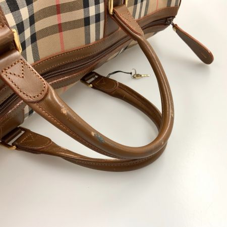  Burberrys バーバリーズ ノバチェック シャドーホース ボストンバッグ ベージュ x ブラウン