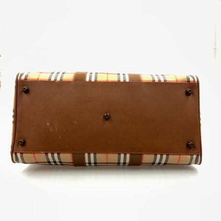  Burberrys バーバリーズ ノバチェック シャドーホース ボストンバッグ ベージュ x ブラウン