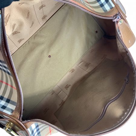  Burberrys バーバリーズ ノバチェック シャドーホース ボストンバッグ ベージュ x ブラウン