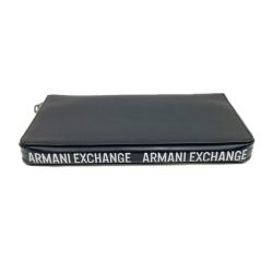 〇〇 ARMANI アルマーニ  EXCHANGE  AX ラウンド ロゴ ファスナー レザー長財布 ブラック Bランク