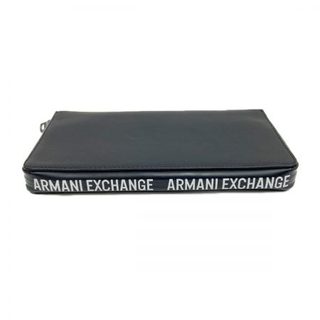  ARMANI アルマーニ  EXCHANGE  AX ラウンド ロゴ ファスナー レザー長財布 ブラック