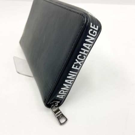  ARMANI アルマーニ  EXCHANGE  AX ラウンド ロゴ ファスナー レザー長財布 ブラック