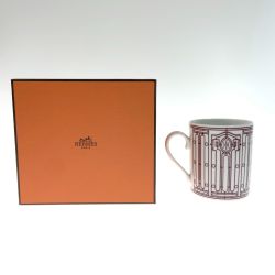 〇〇 HERMES エルメス Hデコ マグカップ ホワイト x レッド Sランク