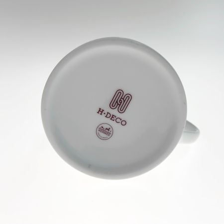  HERMES エルメス Hデコ マグカップ ホワイト x レッド