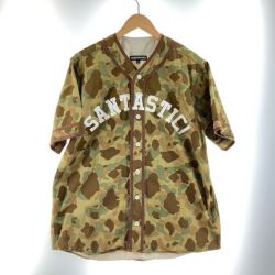〇〇 SANTASTIC メンズ  ベースボールシャツ サイズXL ベージュ×カーキ Bランク