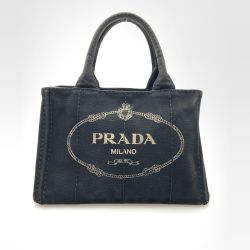 〇〇 PRADA プラダ ミニカナパ ハンドバッグ ブラック Bランク