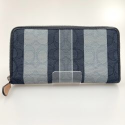 〇〇 COACH コーチ シグネチャーラウンドファスナー キャンバス 長財布 C9367 スカイブルー Bランク