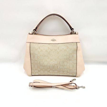  COACH コーチ シグネチャー ハンドバッグ ２WAY ショルダーバッグ F29548 ベージュ x ピンク