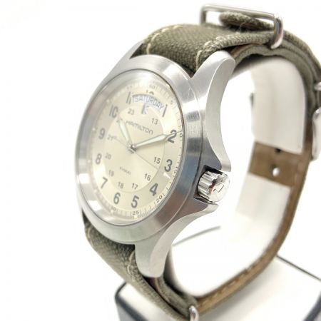  HAMILTON ハミルトン カーキ キング  メンズ クォーツ 腕時計 H644510 グリーン x カーキ