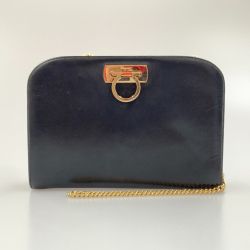 〇〇 Salvatore Ferragamo サルヴァトーレフェラガモ ガンチーニ チェーン ショルダーバッグ  P21 0587 ブラック Bランク