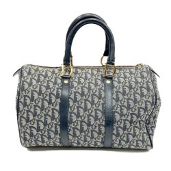 〇〇 Christian Dior クリスチャンディオール トロッター ミニボストン ハンドバッグ BO A 0063 ネイビー Bランク