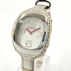 〇〇 COACH コーチ レザー レディース クォーツ 腕時計 シルバー Bランク