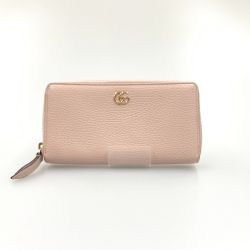 〇〇 GUCCI グッチ GGマーモント ジップアラウンドウォレット 長財布 456117 496334 ピンク Bランク
