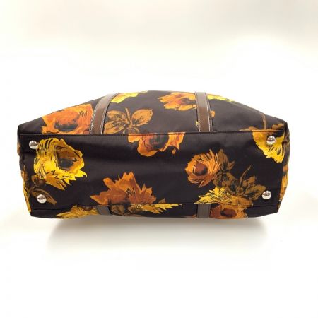  PRADA プラダ 花柄 2way ナイロン バッグ  BN1057 ブラウン x ブラック