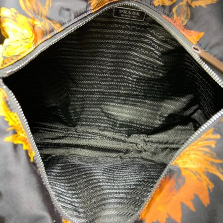  PRADA プラダ 花柄 2way ナイロン バッグ  BN1057 ブラウン x ブラック