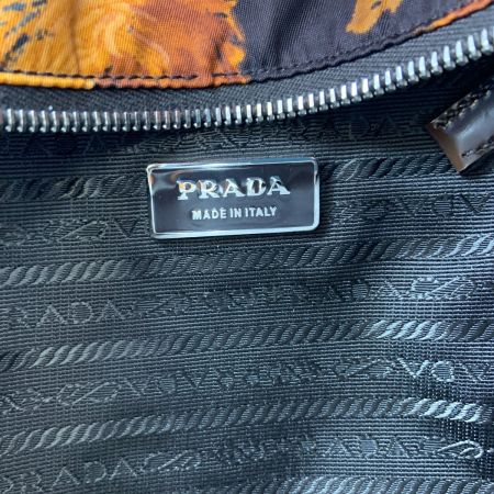  PRADA プラダ 花柄 2way ナイロン バッグ  BN1057 ブラウン x ブラック