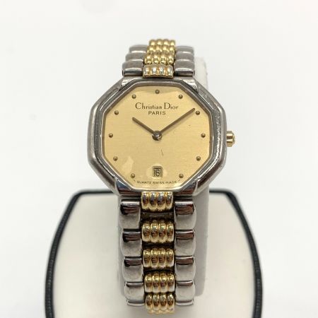  Christian Dior クリスチャンディオール デポーズ スウィング ウォッチ オクタゴン クォーツ 腕時計 48.203 ゴールド x シルバー