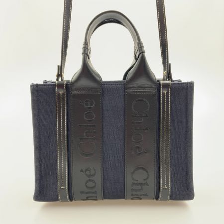  Chloe クロエ ウッディ WOODY スモールトートバッグ 2WAYバッグ CHC22WS397 ネイビー