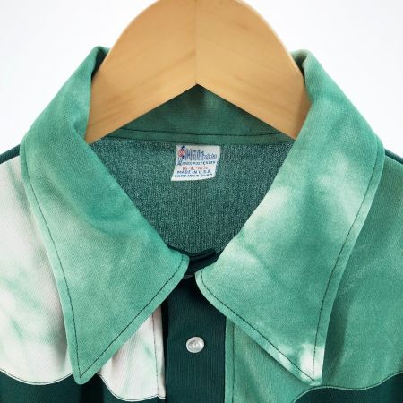  Hilton ヒルトン メンズ ボーリングシャツ サイズL グリーン 1970年代