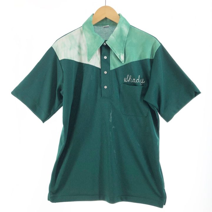 50's hilton ヒルトン　ボーリングシャツ　緑　レーヨン　ビンテージ Hilton ヒルトン メンズ ボーリングシャツ サイズL グリーン 1970年代