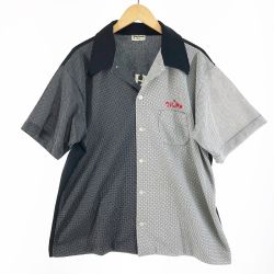 〇〇 KIMG LOUIE メンズ ボーリングシャツ サイズL ブラック×ホワイト Bランク