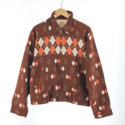 〇〇 dry bones メンズ ギャバジャン Gabardine Jacket アーガイル柄 サイズL TALONZIP ブラウン×オレンジ Bランク