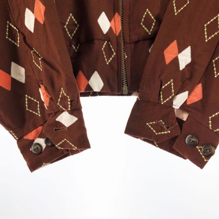  dry bones メンズ ギャバジャン Gabardine Jacket アーガイル柄 サイズL TALONZIP ブラウン×オレンジ
