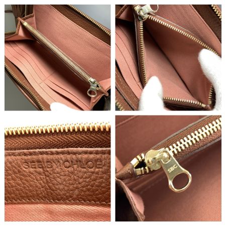  Chloe クロエ ラウンドファスナー長財布 ブラウン