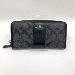 〇〇 COACH コーチ シグネチャー  ラウンドファスナー長財布 54630 ブラック Bランク