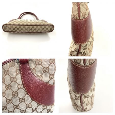  GUCCI グッチ GGキャンバス トートバッグ ハンドバッグ 113015 ベージュ x ワインレッド