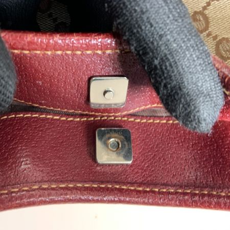  GUCCI グッチ GGキャンバス トートバッグ ハンドバッグ 113015 ベージュ x ワインレッド