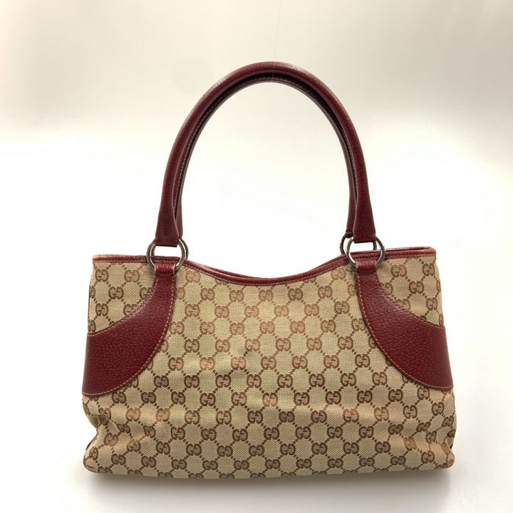 GUCCI グッチ GGキャンバス トートバッグ ハンドバッグ 113015 ベージュ x ワインレッド｜中古｜なんでもリサイクルビッグバン