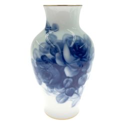 〇〇 OKURA 花瓶 花器 花入れ ブルーローズ 薔薇 金彩 Bランク