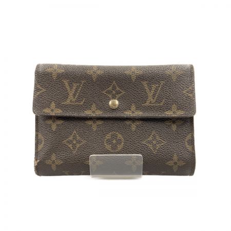  LOUIS VUITTON ルイヴィトン モノグラム ポルトトレゾール エテュイ パピエ 三つ折り短財布 M61202 ブラウン