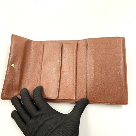  LOUIS VUITTON ルイヴィトン モノグラム ポルトトレゾール エテュイ パピエ 三つ折り短財布 M61202 ブラウン