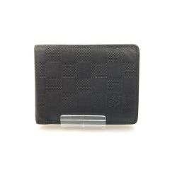 〇〇 LOUIS VUITTON ルイヴィトン ダミエ アンフィニ ポルトフォイユ ミュルティプル 二つ折り短札入れ N63124 ブラック Bランク