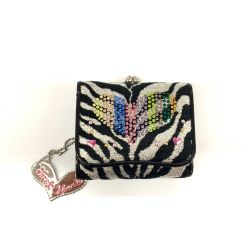 〇〇 Think Bee シンクビー ゼブラ柄 ラインストーン 3つ折り財布 バンキッシュゼブラ ブラック x シルバー Bランク