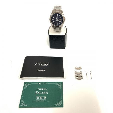  CITIZEN シチズン エクシード エコドライブ ソーラー電波クォーツ 腕時計 H10B-TO15620 シルバー x ブラック 