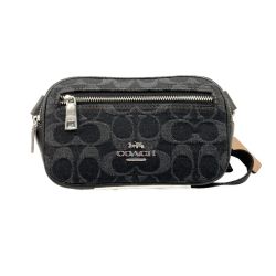 〇〇 COACH コーチ シグネチャー デニム ミニ ベルト バッグ ボディバッグ CQ186 ブラック Sランク